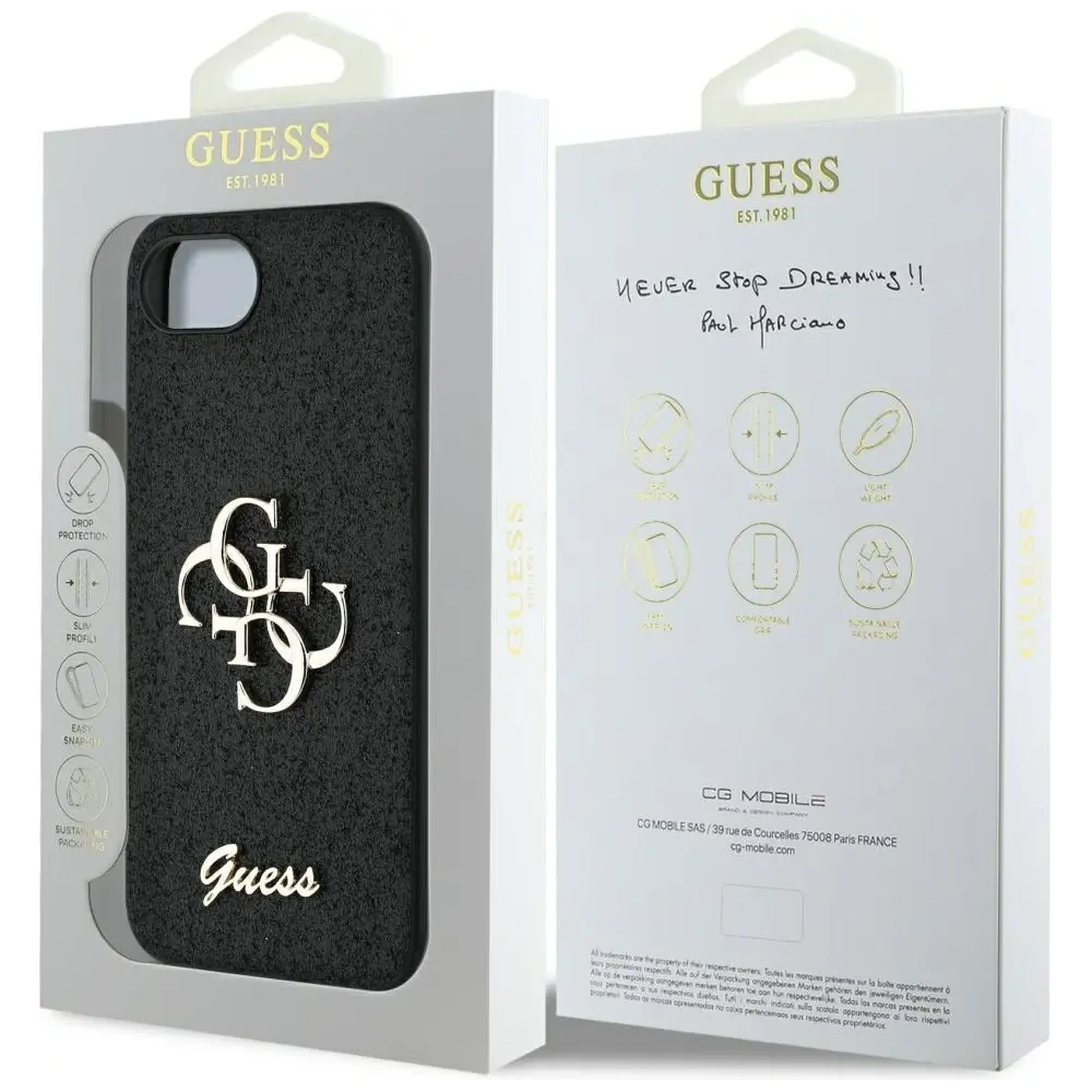 Etui Guess Fixed Glitter Big 4G do Apple iPhone 16e czarny