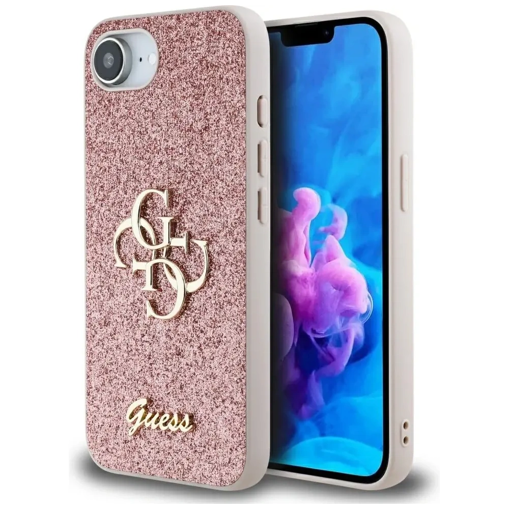 Etui Guess Fixed Glitter Big 4G do Apple iPhone 16e różowy
