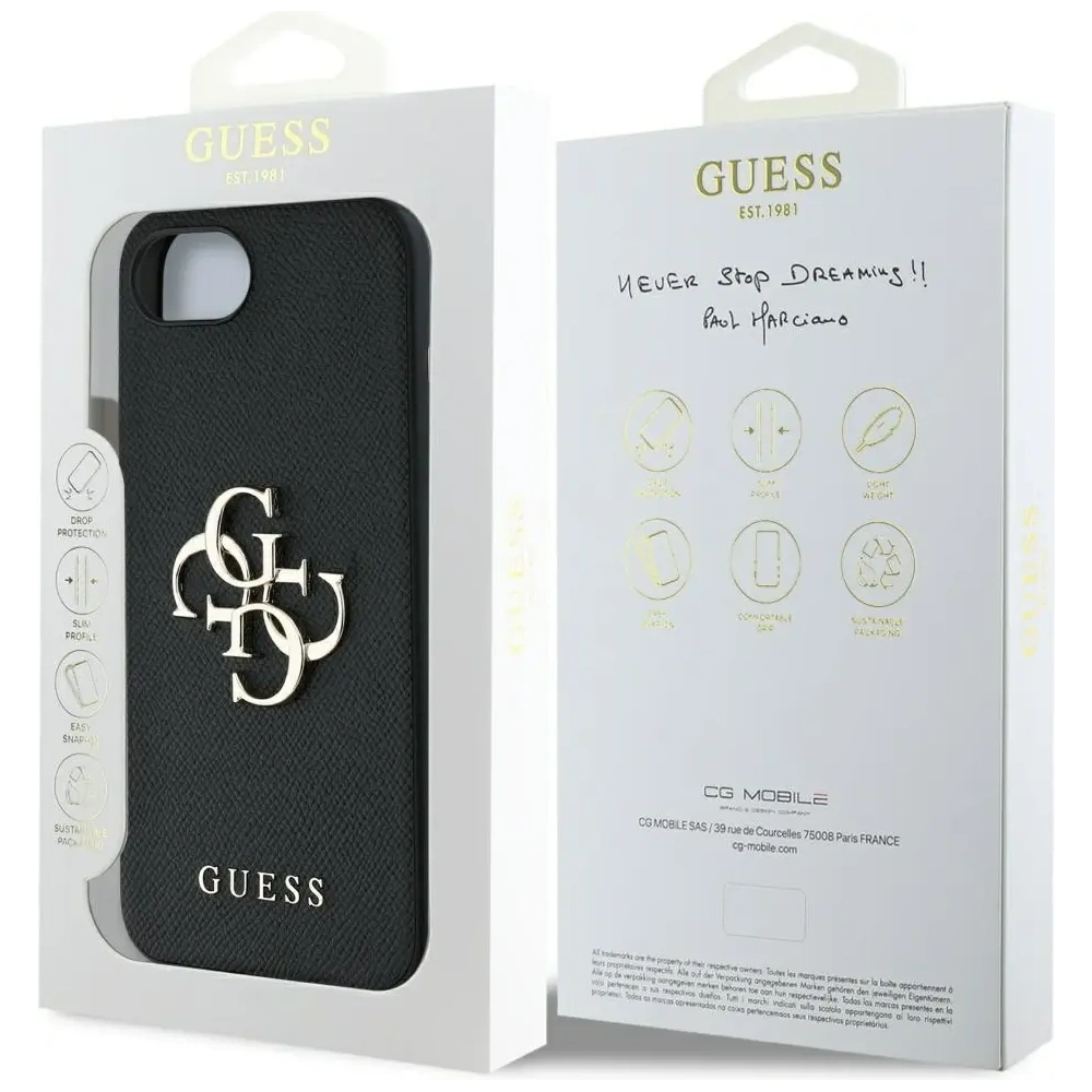 Etui Guess Grained Big 4G Logo Small Classic Logo do Apple iPhone 16e czarny