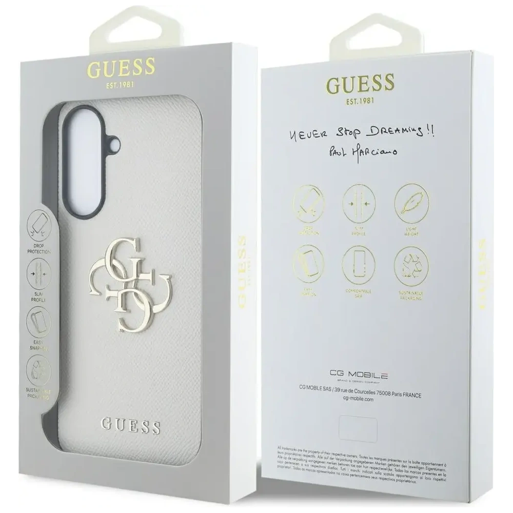 Etui Guess Grained Big 4G Logo Small Classic Logo do Samsung Galaxy A56 beżowy