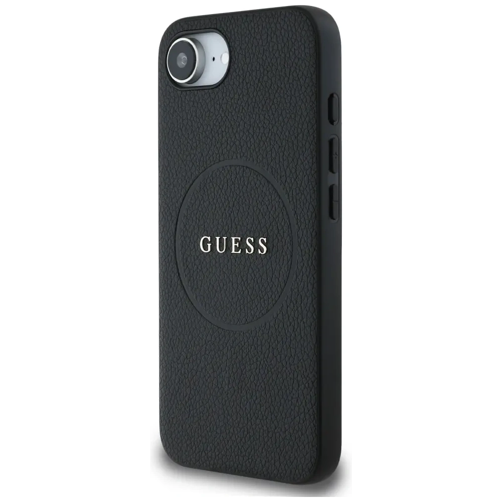 Etui Guess Grained Ring MagSafe do Apple iPhone 16e czarny