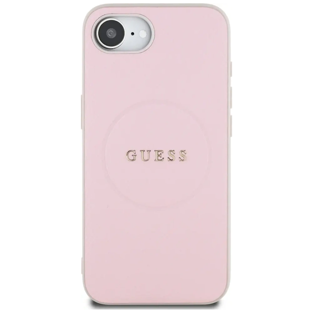 Etui Guess Grained Ring MagSafe do Apple iPhone 16e różowy