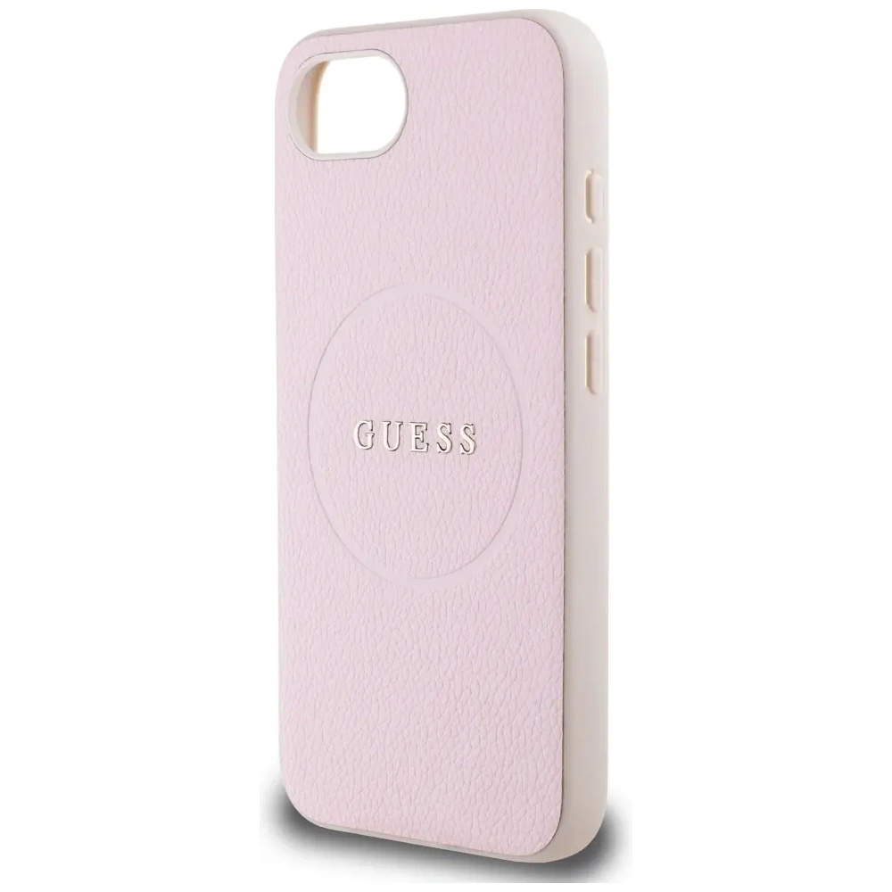 Etui Guess Grained Ring MagSafe do Apple iPhone 16e różowy