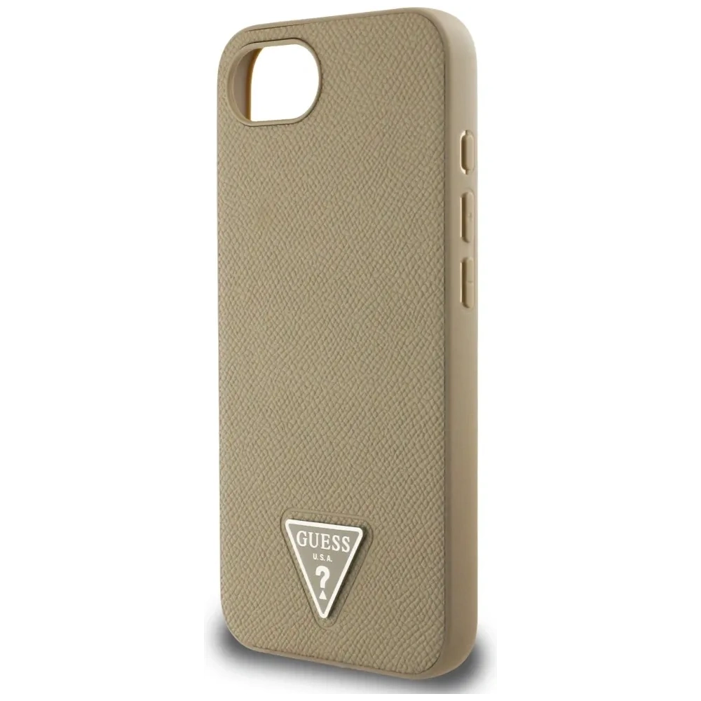 Etui Guess Grained Triangle MagSafe do Apple iPhone 16e brązowy