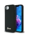 Guess Silikon-Skript-Metall-Logo MagSafe Apple iPhone 16e schwarz
