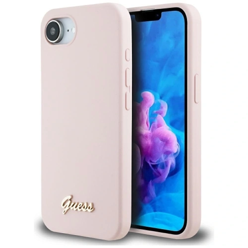 Kup Guess Silikon Script Metall Logo MagSafe Apple iPhone 16e pink - GUE4474 - {ean13} - Sklep Home Screen