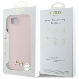 Kup Guess Logo Metalic Script din Silicon MagSafe Apple iPhone 16e roz - GUE4474 - {ean13} - Sklep Home Screen