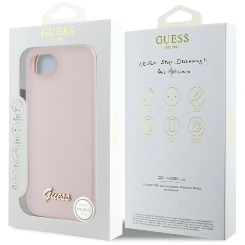 Kup Guess Silikon Script Metall Logo MagSafe Apple iPhone 16e pink - GUE4474 - {ean13} - Sklep Home Screen