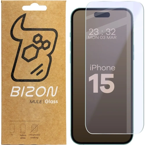 Kup Elastyczne szkło hybrydowe Bizon Glass Mule do Apple iPhone 15 - BIZ8798 - {ean13} - Sklep Home Screen