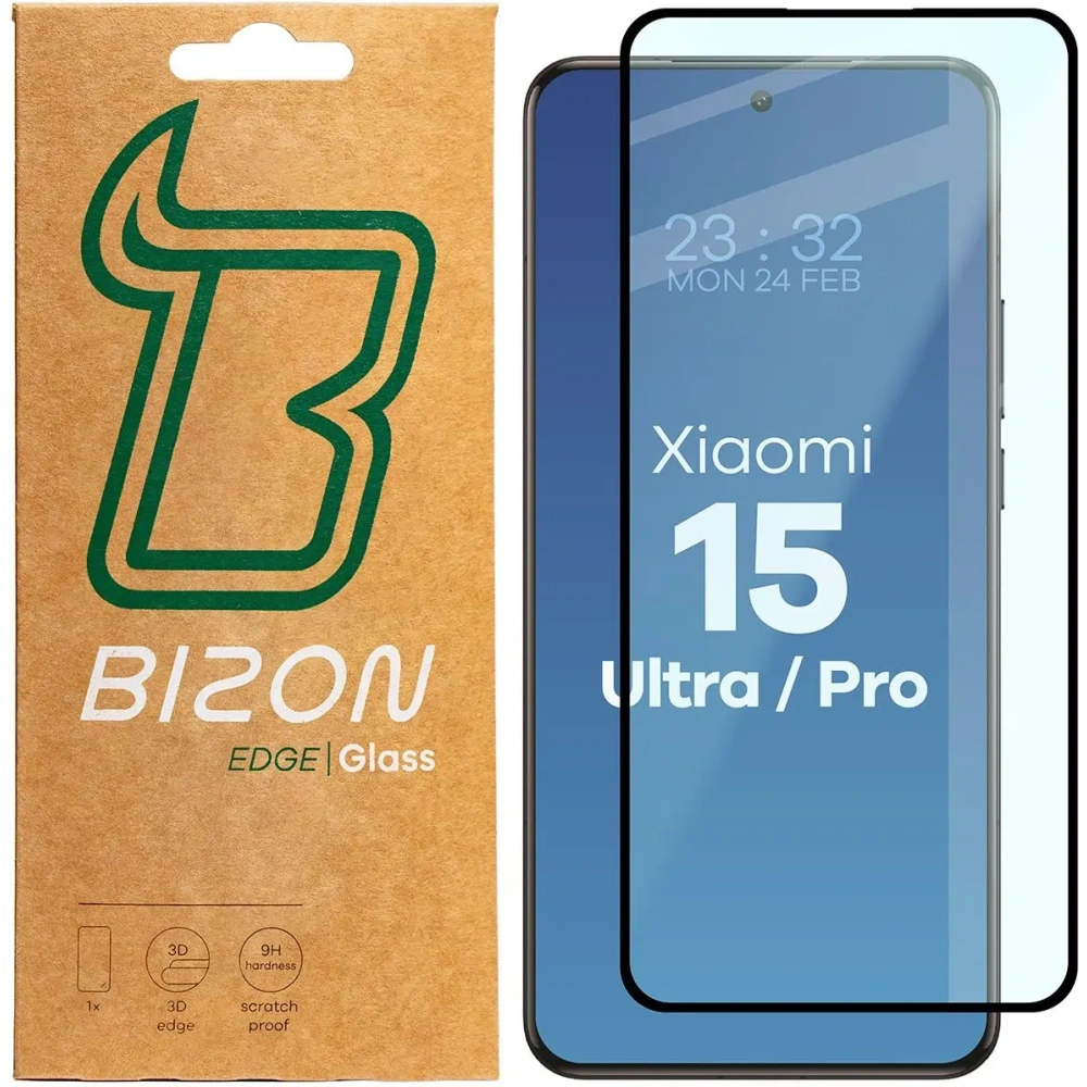 Szkło hartowane Bizon Glass Edge 3D do Xiaomi 15 Ultra / 15 Pro czarna ramka