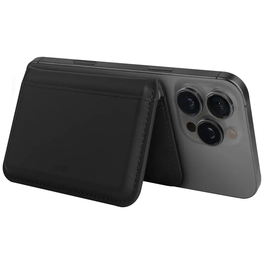 Magnetyczny portfel RFID UNIQ Lyden DS stojak na telefon czarny