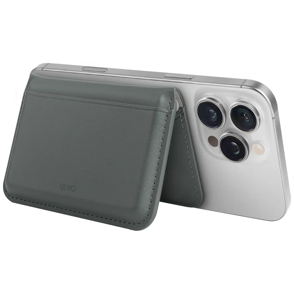 Magnetyczny portfel RFID UNIQ Lyden DS stojak na telefon zielony