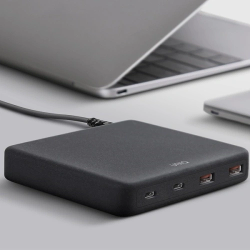 Kup UNIQ Încărcător de rețea HUB Surge Mini 100W negru/charcoal black 2xUSB Quick Charge 3.0 + 2xUSB-C PD 3.0 (LITHOS Collective) - UNIQ229BLK - {ean13} - Sklep Home Screen