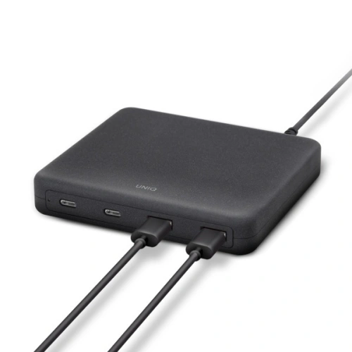 Kup UNIQ Hálózati töltő HUB Surge Mini 100W fekete/anátracit 2xUSB Gyors Töltés 3.0 + 2xUSB-C PD 3.0 (LITHOS Collective) - UNIQ229BLK - {ean13} - Sklep Home Screen
