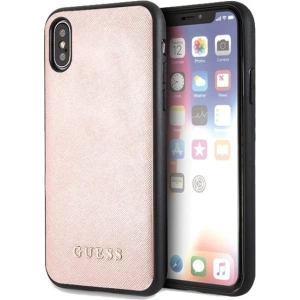 Guess GUHCI65SLSAPI iPhone Xs Max pink hard case Saffiano Silicone