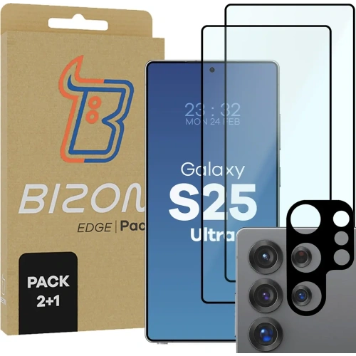 Kup Bizon Edge 2 Pachet 2x sticlă pentru ecran + 1x sticlă pentru cameră Samsung Galaxy S25 Ultra - BIZ8816 - {ean13} - Sklep Home Screen