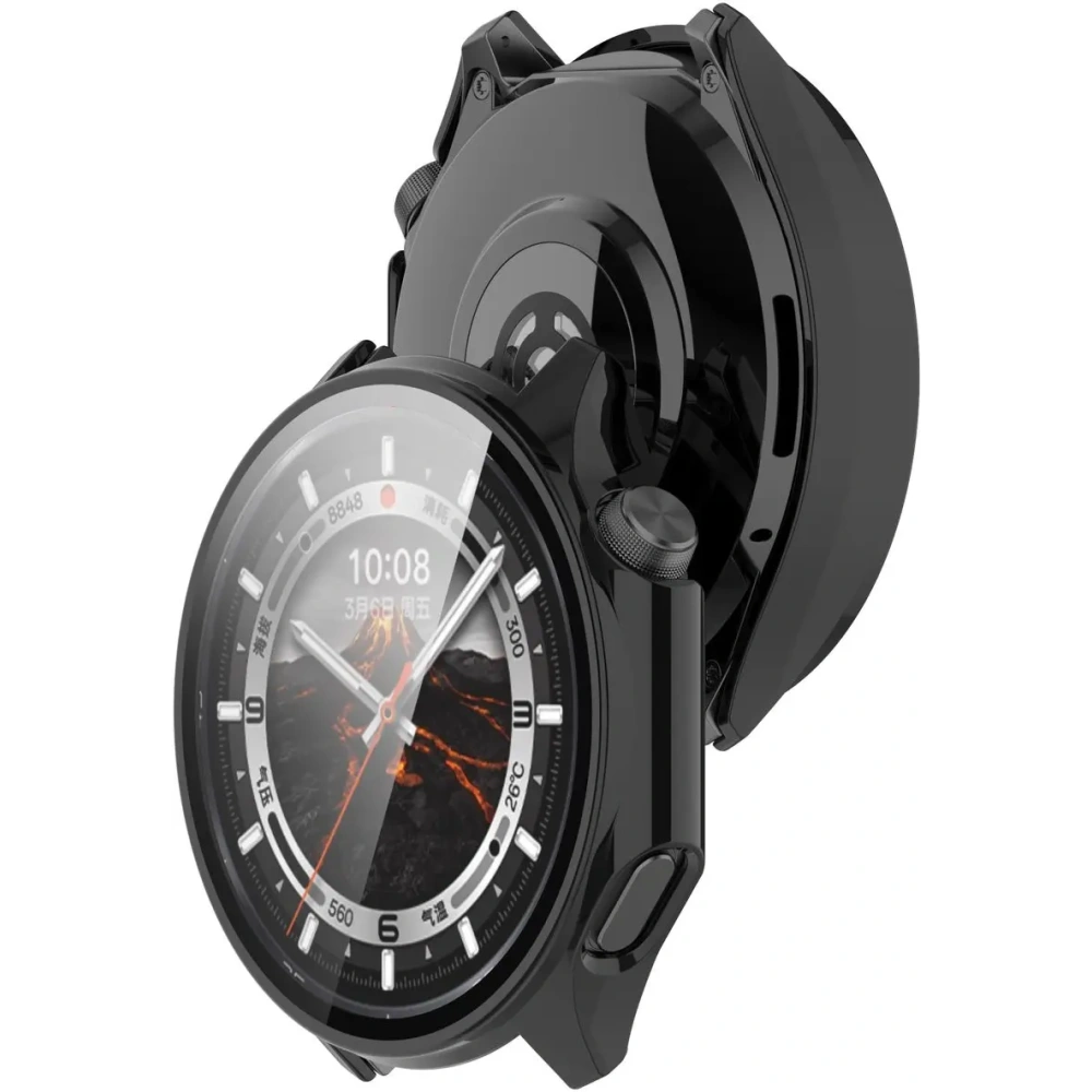 Etui ze szkłem do zegarka Bizon Case+Glass Watch do OnePlus Watch 3 / Oppo Watch X2 czarne