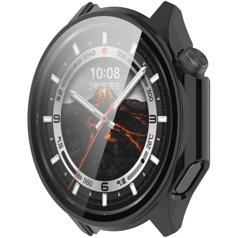 Etui ze szkłem do zegarka Bizon Case+Glass Watch do OnePlus Watch 3 / Oppo Watch X2 czarne