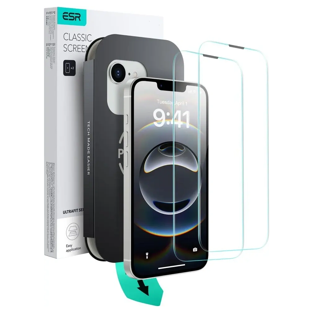 Szkło hartowane ESR Ultrafit Tempered Glass Apple iPhone 13 / 13 Pro / 14 / 16e Clear [2 PACK]