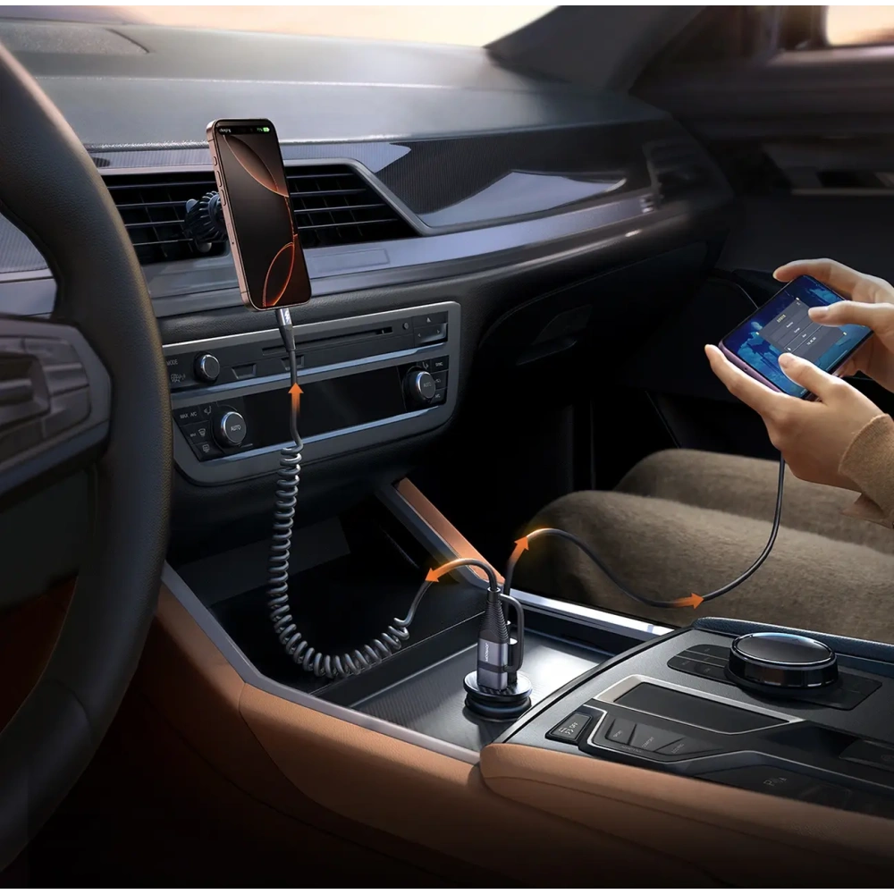 Ładowarka samochodowa Joyroom JR-CCN16 Mini USB-A, USB-C 15W czarna