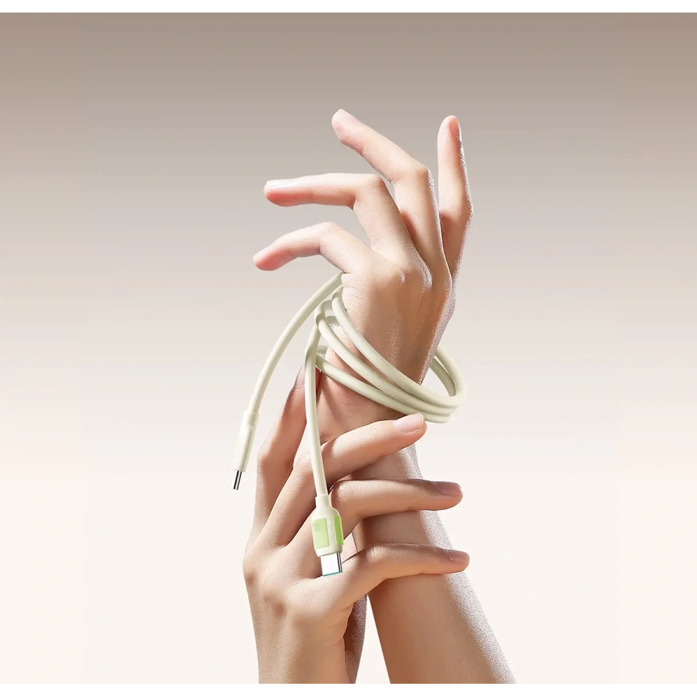 Kabel USB-C / USB-C Joyroom S-A53 60W z fluorescencyjną końcówką 2m beżowy