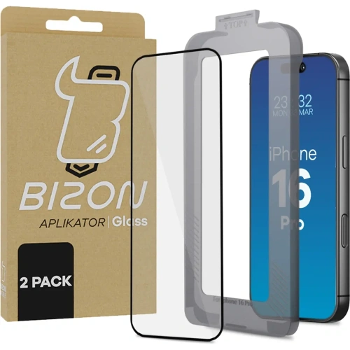 Kup Szkło hartowane z ramką montażową Bizon Glass Aplikator do Apple iPhone 16 Pro [2 PACK] - BIZ8831 - {ean13} - Sklep Home Screen