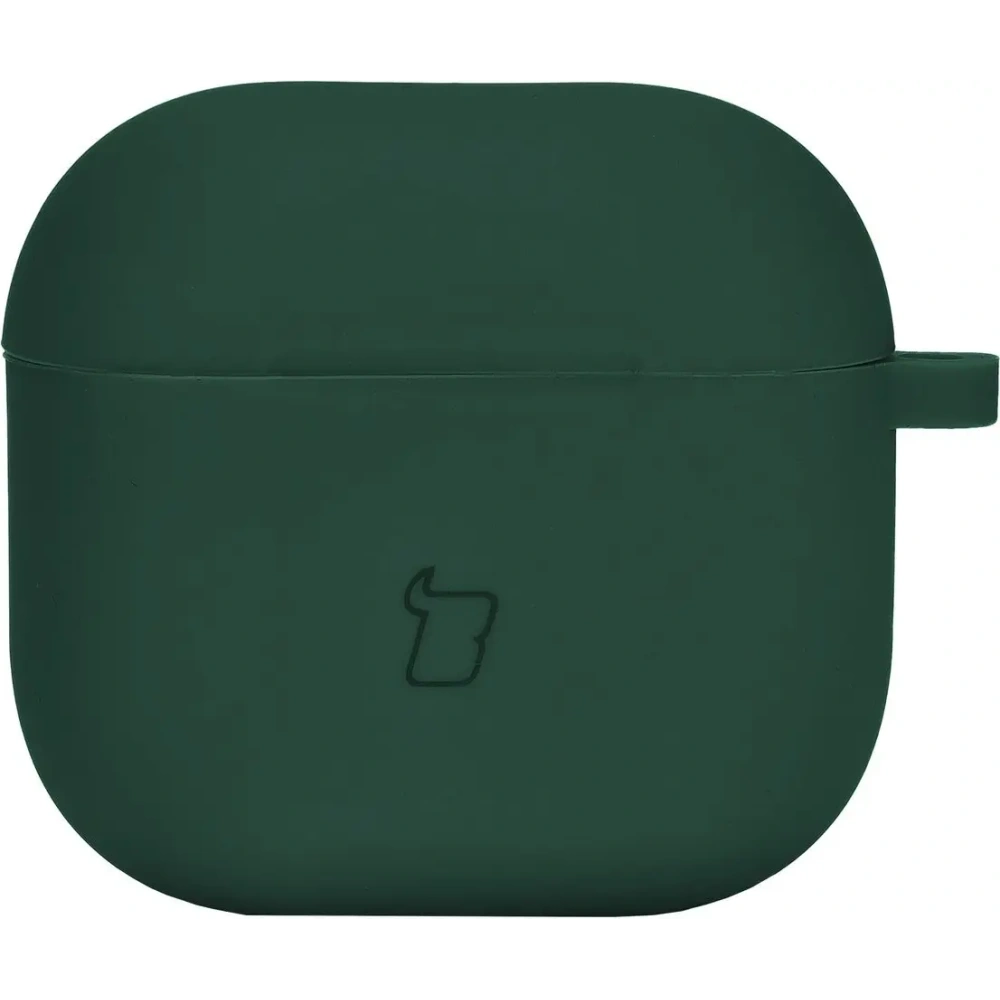 Silikonowe etui z karabińczykiem Bizon Case Headphone Silicone do Apple AirPods 4 ciemnozielone
