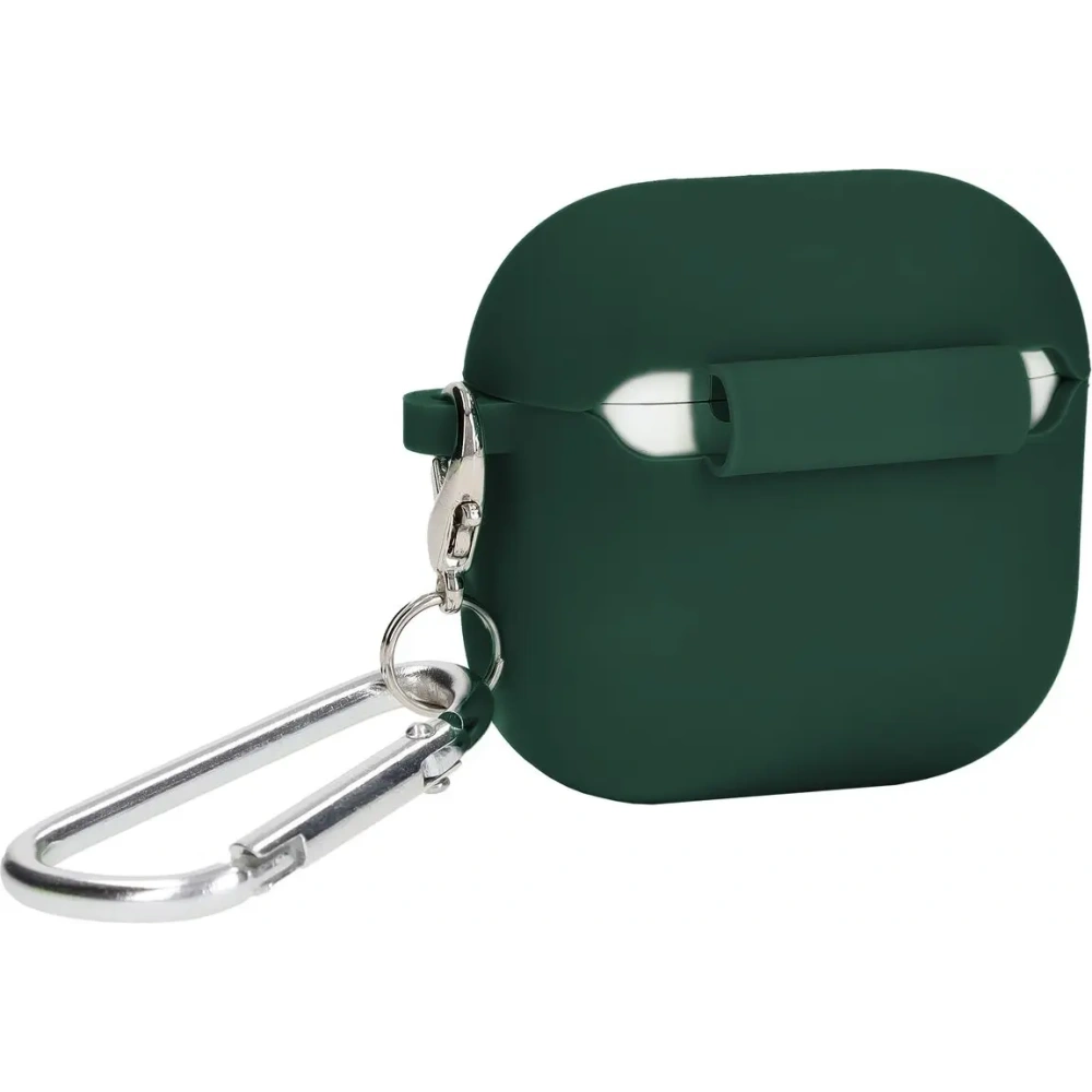 Silikonowe etui z karabińczykiem Bizon Case Headphone Silicone do Apple AirPods 4 ciemnozielone