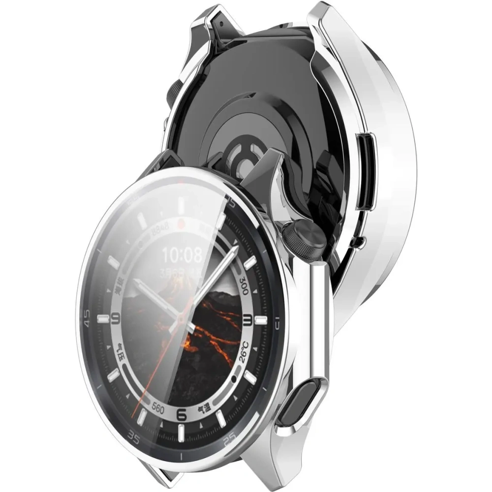 Etui z osłoną ekranu Bizon Case Watch Felipe do OnePlus Watch 3 / Oppo Watch X2 srebrne