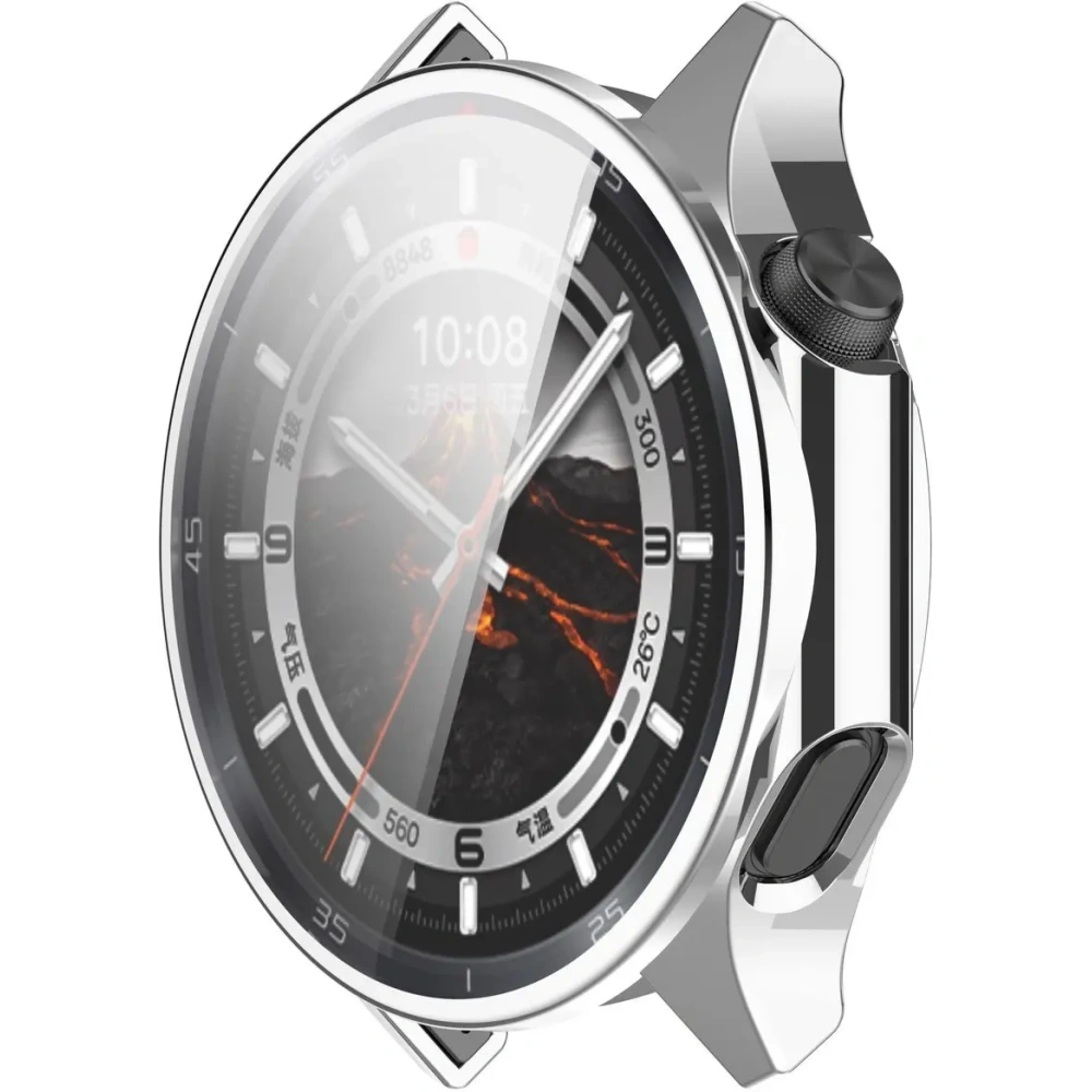 Etui z osłoną ekranu Bizon Case Watch Felipe do OnePlus Watch 3 / Oppo Watch X2 srebrne