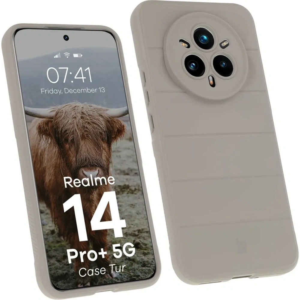 Pancerne etui Bizon Case Tur do Realme 14 Pro+ Plus 5G jasnoszare