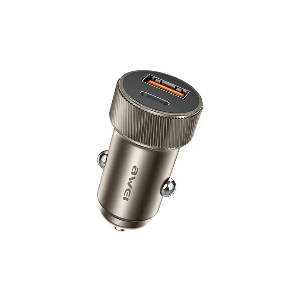 Ładowarka samochodowa AWEI C-857 33W USB-A, USB-C brązowa/brown