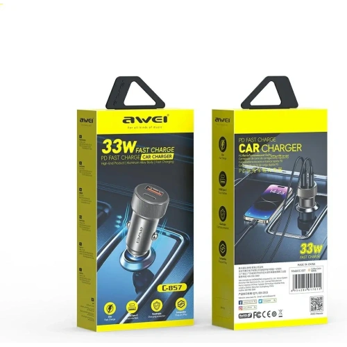 Kup AWEI C-857 33W USB-A, USB-C auto nabíječka hnědá - AWEI240 - {ean13} - Sklep Home Screen