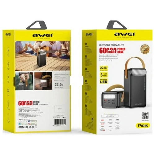 Kup AWEI P101K 60000mAh powerbank negru 22.5W - AWEI241 - {ean13} - Sklep Home Screen