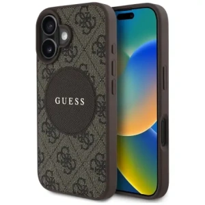Kup Etui Guess 4G Circle Classic Logo MagSafe do Apple iPhone 16 brązowy - GUE4475 - {ean13} - Sklep Home Screen