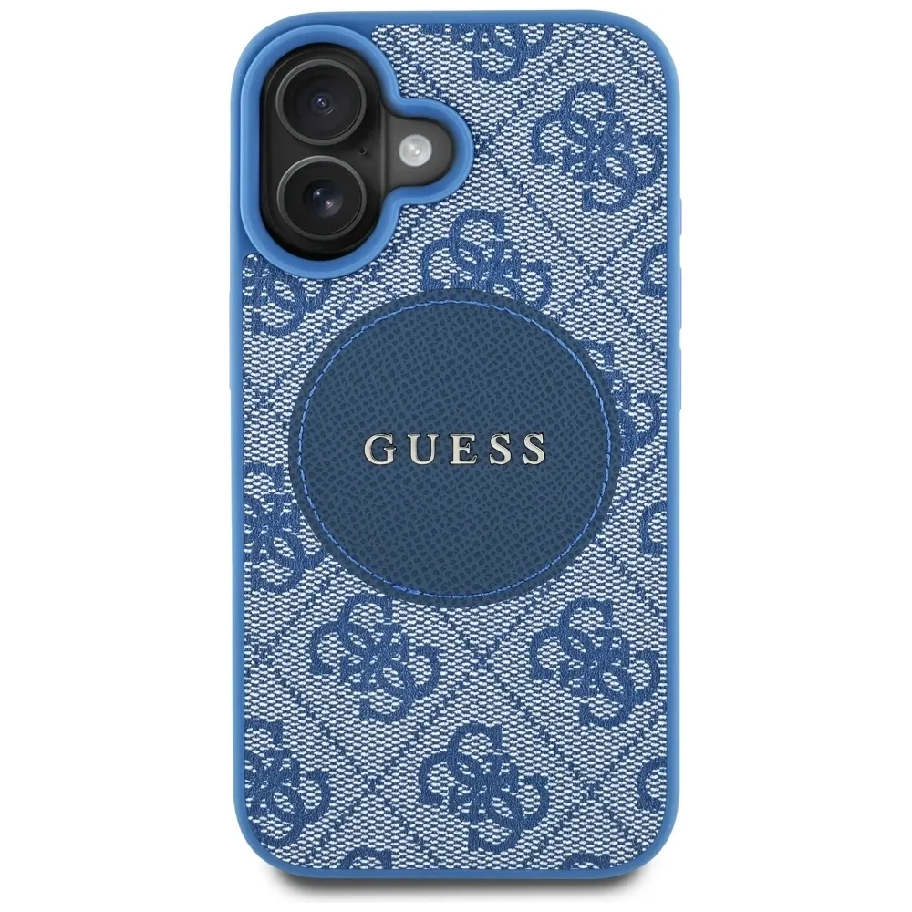 Etui Guess 4G Circle Classic Logo MagSafe do Apple iPhone 16 niebieski