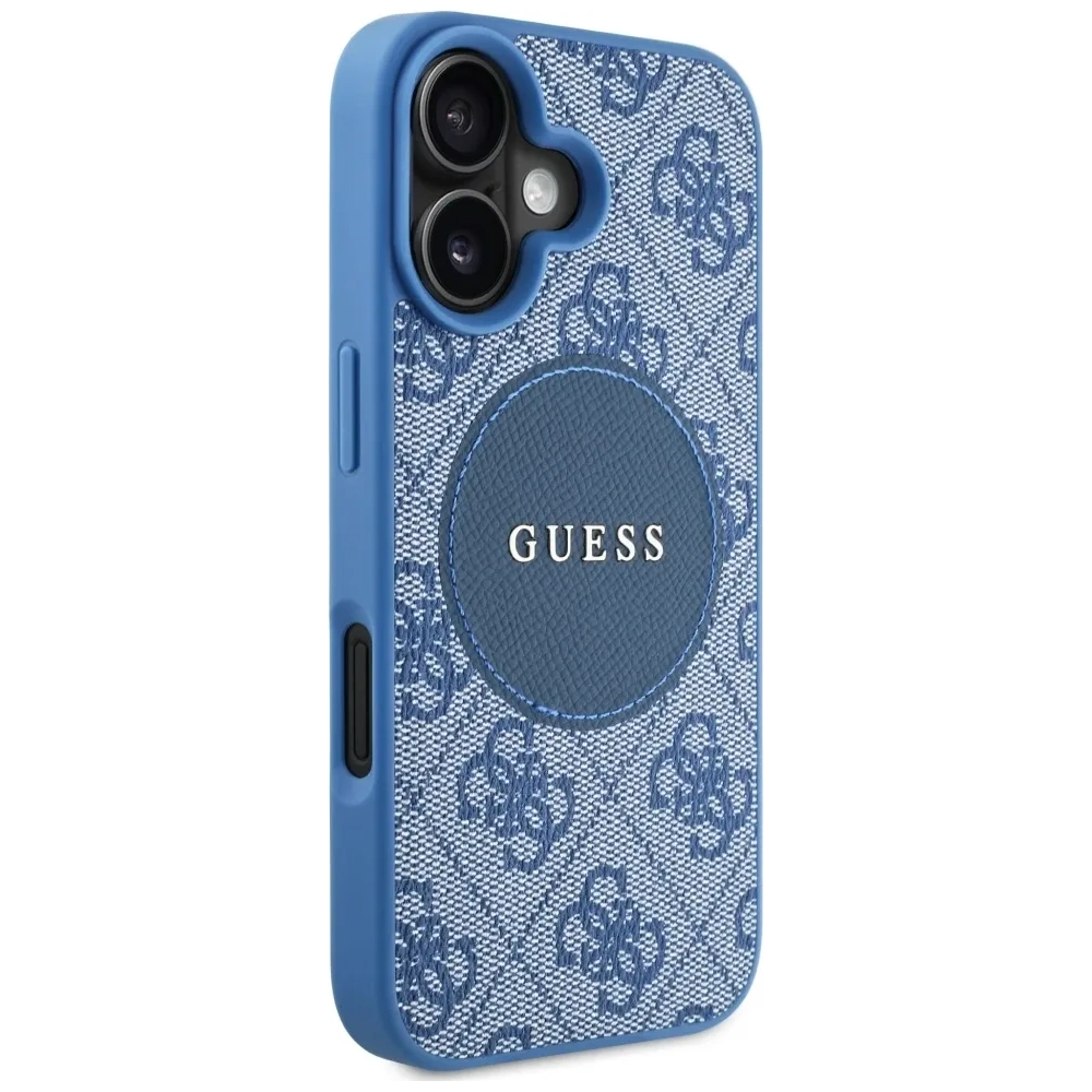 Etui Guess 4G Circle Classic Logo MagSafe do Apple iPhone 16 niebieski