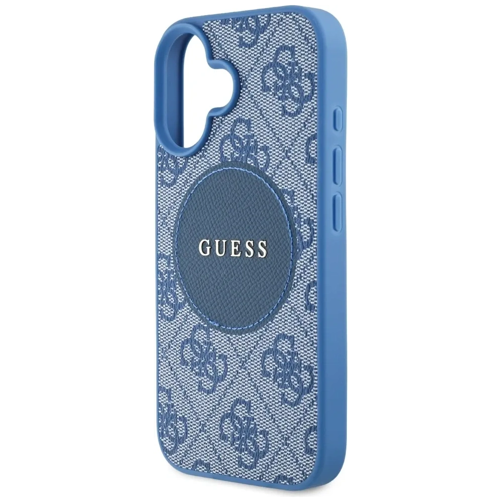 Etui Guess 4G Circle Classic Logo MagSafe do Apple iPhone 16 niebieski