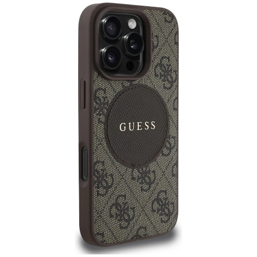 Kup Etui Guess 4G Circle Classic Logo MagSafe do Apple iPhone 16 Pro brązowy - GUE4478 - {ean13} - Sklep Home Screen