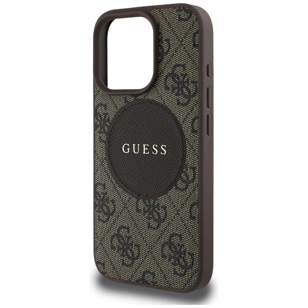 Etui Guess 4G Circle Classic Logo MagSafe do Apple iPhone 16 Pro brązowy