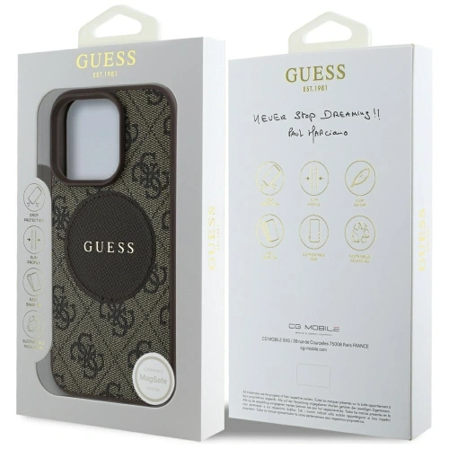 Kup Etui Guess 4G Circle Classic Logo MagSafe do Apple iPhone 16 Pro brązowy - GUE4478 - {ean13} - Sklep Home Screen