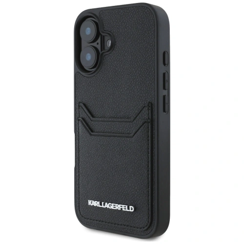 Kup Karl Lagerfeld HC Grained PU Kartenfach Metall Elong Apple iPhone 16 schwarz - KLD21988 - {ean13} - Sklep Home Screen