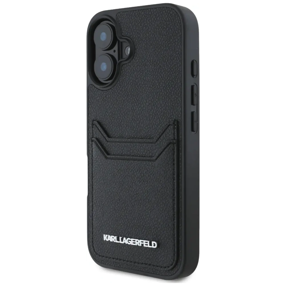 Etui Karl Lagerfeld HC Grained PU Cardslot Metal Elong do Apple iPhone 16 czarny
