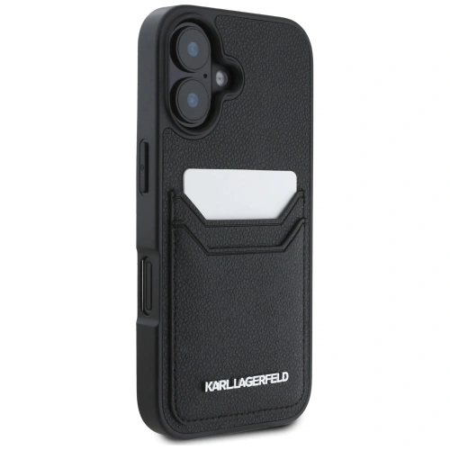 Kup Karl Lagerfeld HC Grained PU Kartenfach Metall Elong Apple iPhone 16 schwarz - KLD21988 - {ean13} - Sklep Home Screen