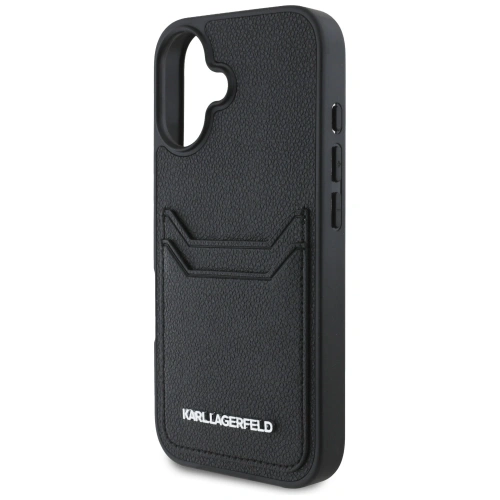 Kup Karl Lagerfeld HC Grained PU Kartenfach Metall Elong Apple iPhone 16 schwarz - KLD21988 - {ean13} - Sklep Home Screen