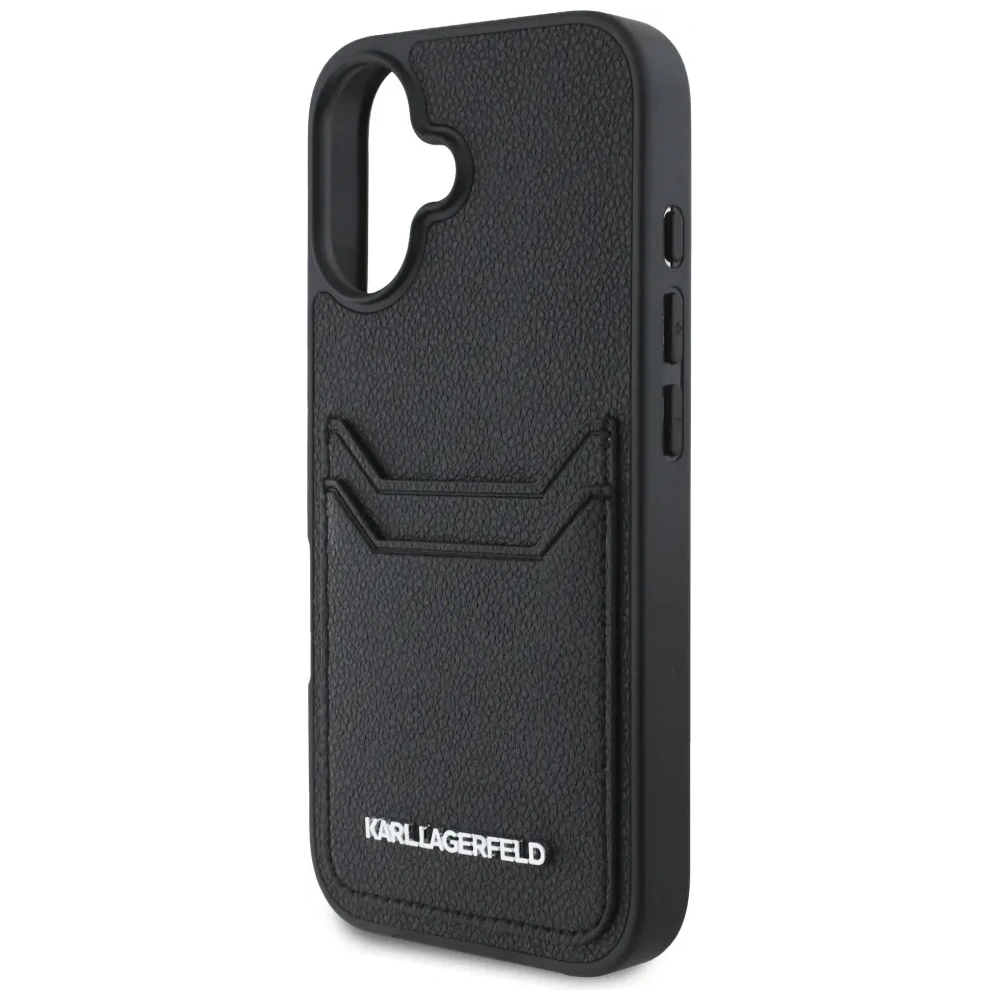 Etui Karl Lagerfeld HC Grained PU Cardslot Metal Elong do Apple iPhone 16 czarny