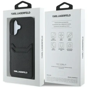 Kup Etui Karl Lagerfeld HC Grained PU Cardslot Metal Elong do Apple iPhone 16 czarny - KLD21988 - {ean13} - Sklep Home Screen