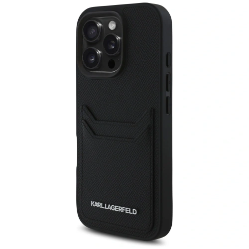 Kup Karl Lagerfeld HC Grained PU Kartenfach Metall Elong Apple iPhone 16 Pro schwarz - KLD21989 - {ean13} - Sklep Home Screen