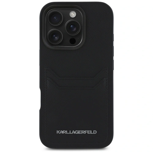Kup Karl Lagerfeld HC Grained PU Kártyafogadó Fém Hosszabbító Apple iPhone 16 Pro fekete - KLD21989 - {ean13} - Sklep Home Screen