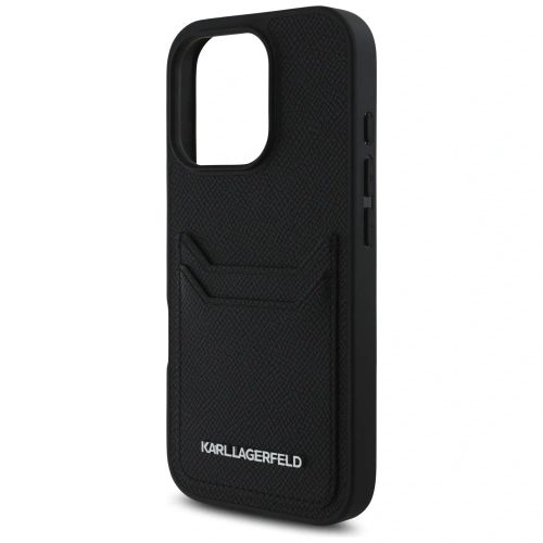 Kup Karl Lagerfeld HC Grained PU Kártyafogadó Fém Hosszabbító Apple iPhone 16 Pro fekete - KLD21989 - {ean13} - Sklep Home Screen